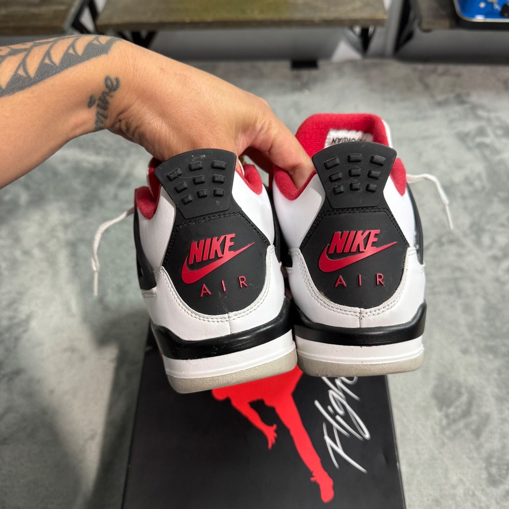 Air Jordan 4 Retro GS Fire Red White Black 408452-160 Size 4.5Y Womens 6 OG BOX - Picture 7 of 10